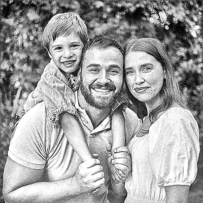 Laser-prepared family photo