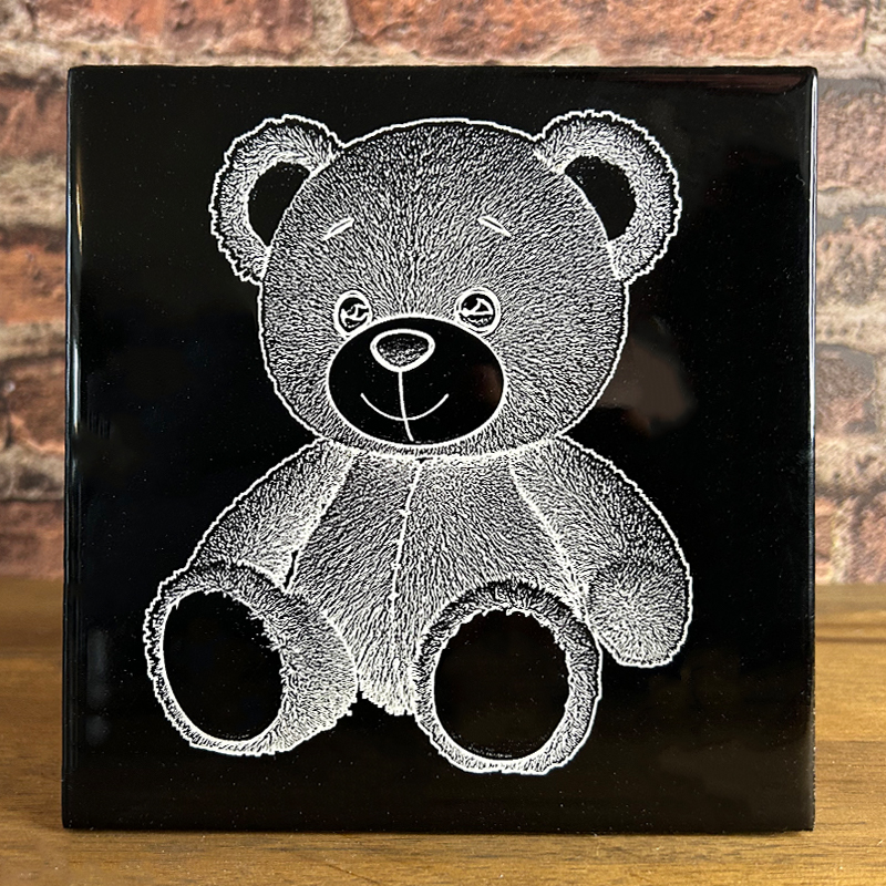 Engraved on White Tile (painted black)