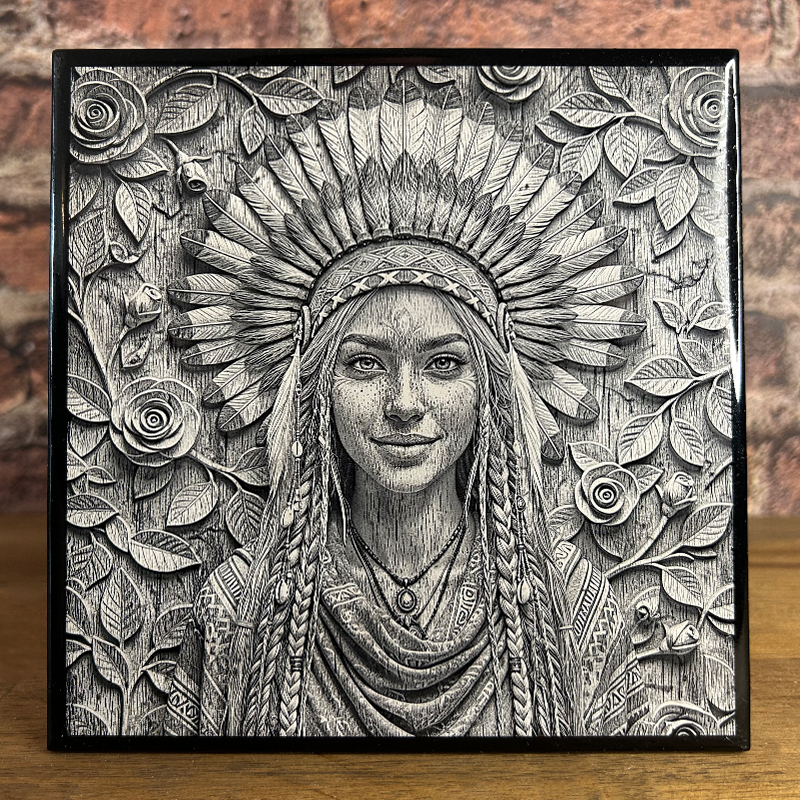 Engraved on White Tile (painted black)